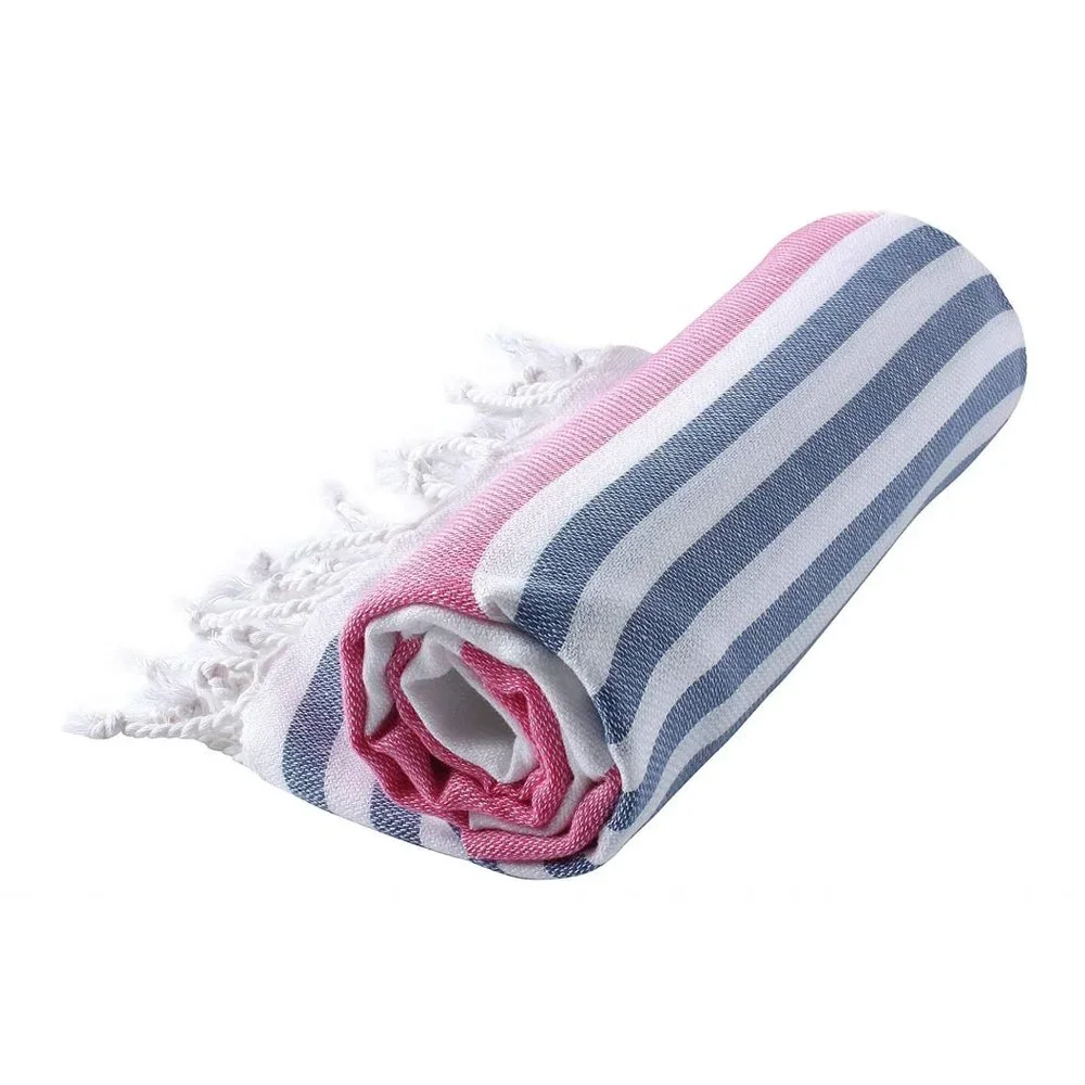 4 Pink Blue Striped 100% Turkish Cotton Beach Bath Towels  Citizens of the Beach
